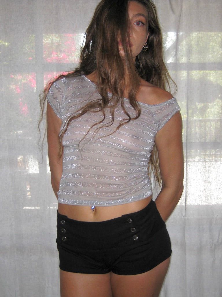 Silver Sparkly Asymmetrical Baby T