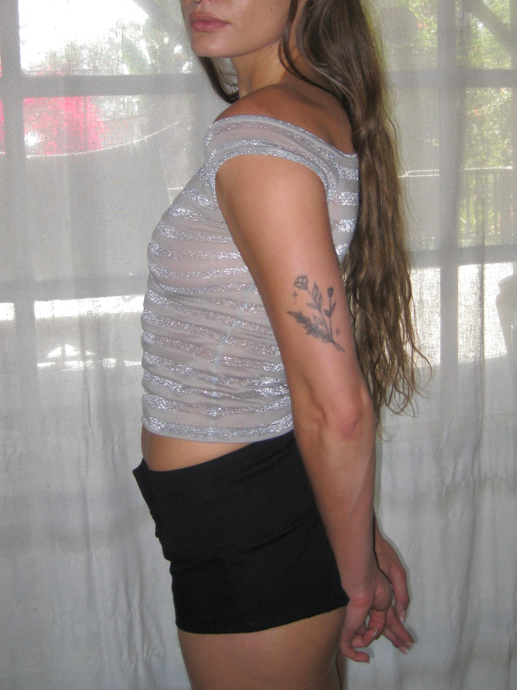 Silver Sparkly Asymmetrical Baby T