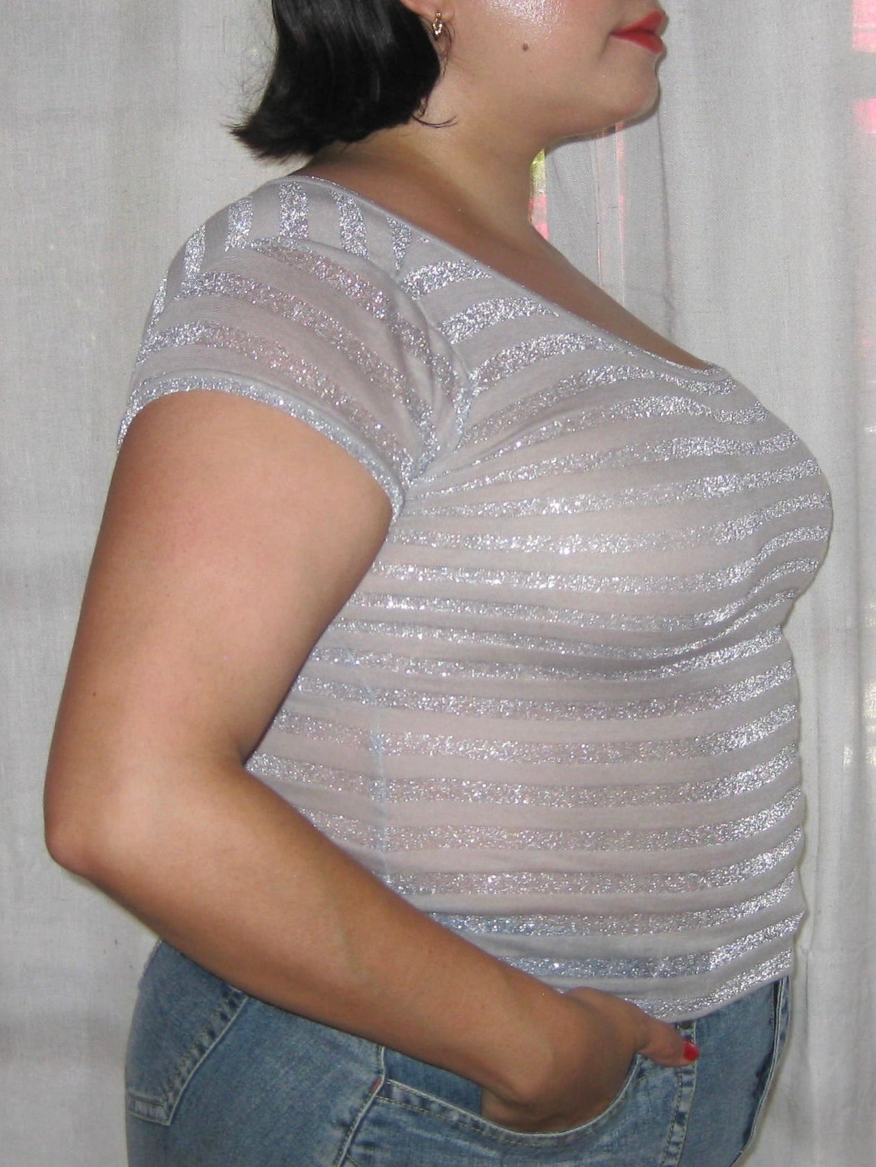 Silver Sparkly Asymmetrical Baby T