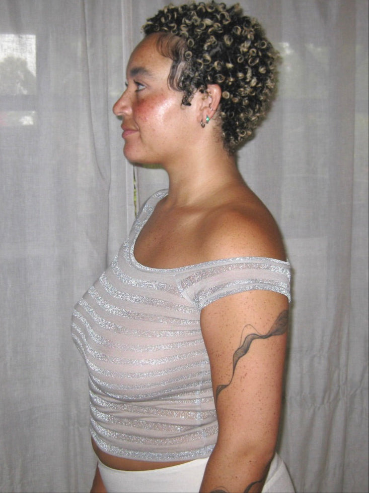Silver Sparkly Asymmetrical Baby T