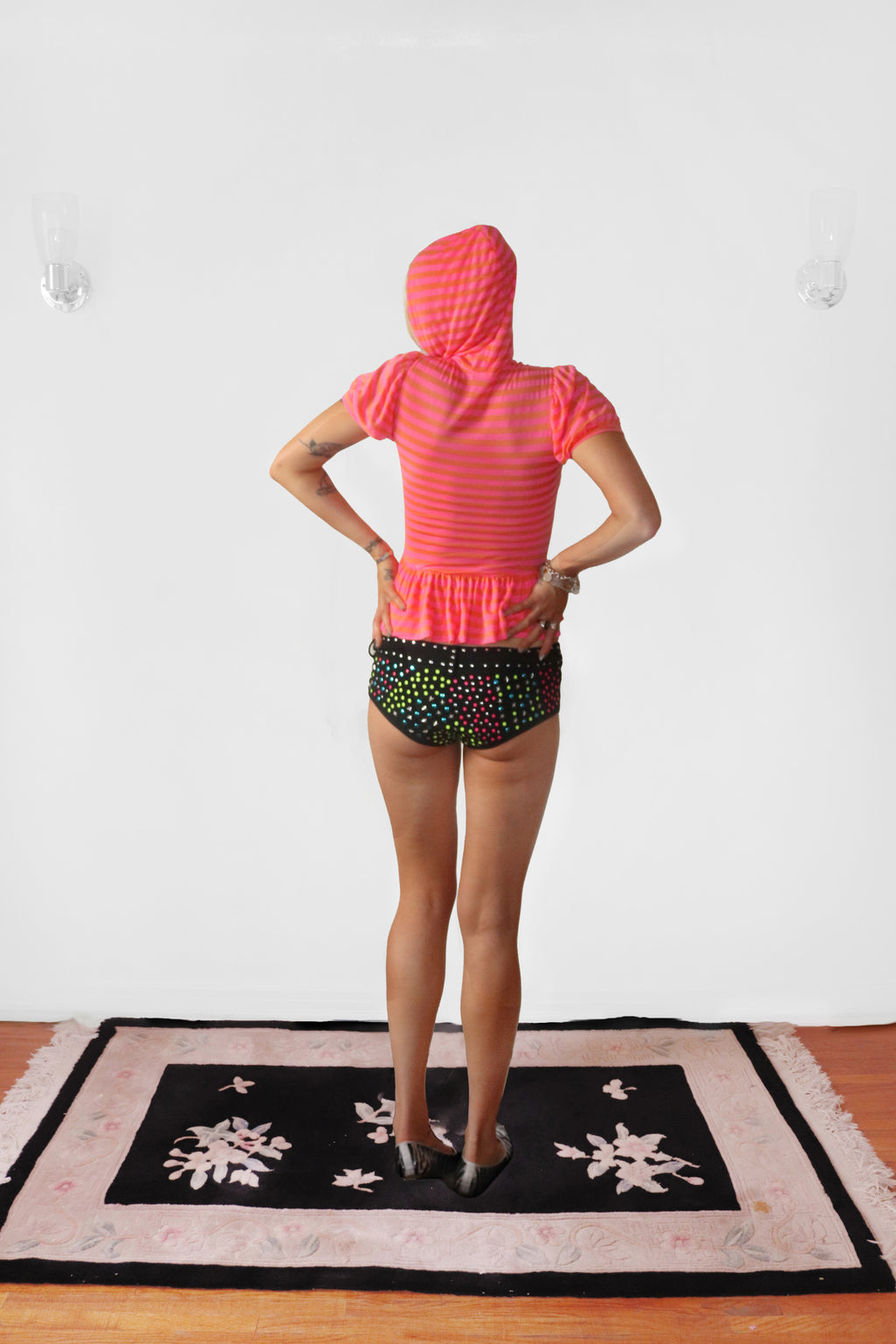 STRIPE PEPLUM HOODIE