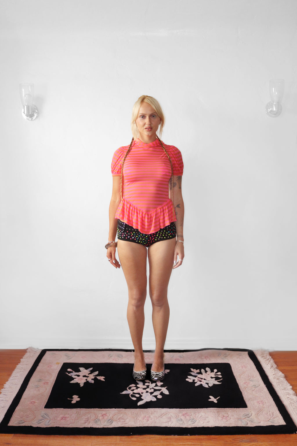 STRIPE PEPLUM HOODIE